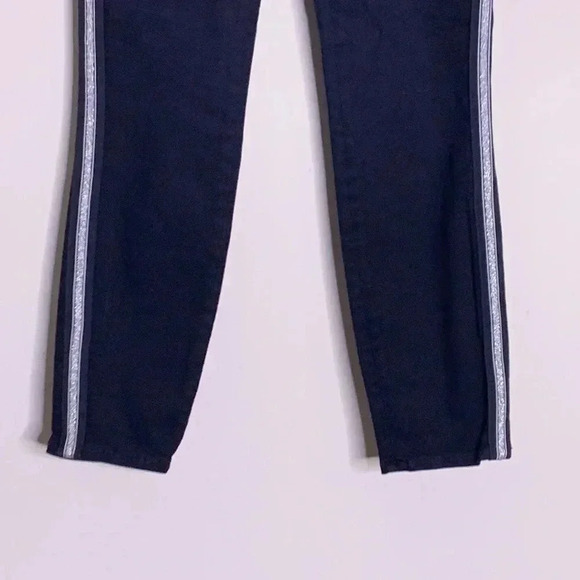 L'Agence Margot Tuxedo Stripe High Rise Skinny Jeans Black Silver Size 26 - Picture 4 of 8